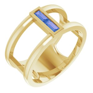 14K Yellow Natural Tanzanite Negative Space Ring