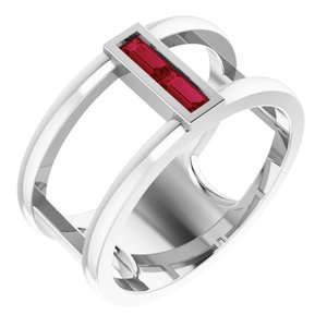 14K White Natural Ruby Negative Space Ring