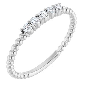 14K White 1/6 CTW Natural Diamond Stackable Ring