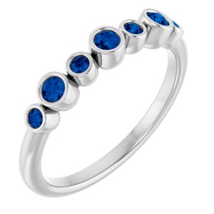 Sterling Silver Natural Blue Sapphire Bezel-Set Ring