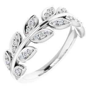 Sterling Silver 1/5 CTW Natural Diamond Leaf Ring