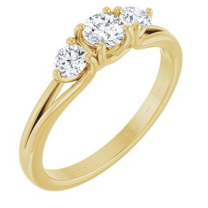 14K Yellow 1/2 CTW Natural Diamond Three-Stone Engagement Ring