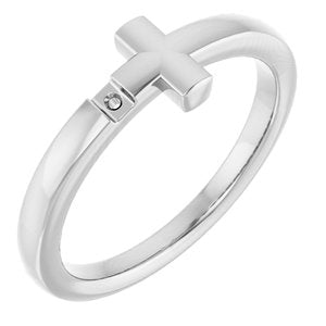 Sterling Silver 1.5 mm Round Youth Sideways Cross Ring