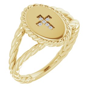 14K Yellow .02 CTW Natural Diamond Cross Ring