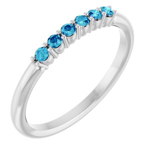 Sterling Silver Natural Blue Zircon Stackable Ring       