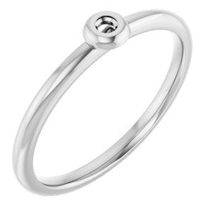 14K White Stackable Bezel-Set Ring