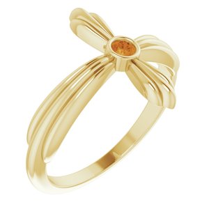 14K Yellow Natural Citrine Sideways Cross Ring