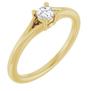 14K Yellow Natural White Sapphire Youth Solitaire Ring