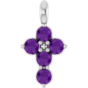Platinum Natural Amethyst Cross Pendant