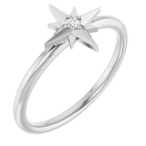 Platinum .03 CT Natural Diamond Star Ring  