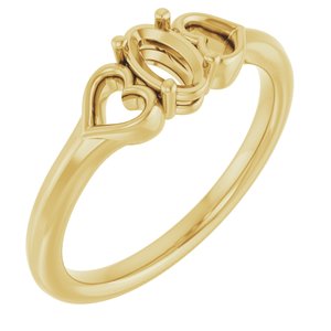 14K Yellow 5x3 mm Oval Youth Heart Ring
