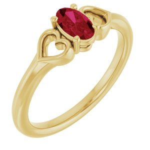 14K Yellow Natural Ruby Youth Heart Ring