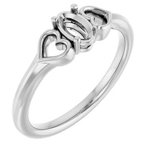 Sterling Silver 5x3 mm Oval Youth Heart Ring