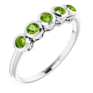 Platinum Natural Peridot Ring