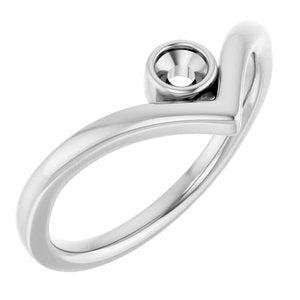 Sterling Silver 3 mm Round Bezel-Set V Ring