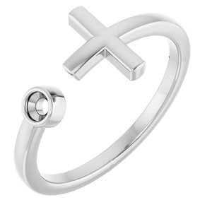 Sterling Silver 2.5 mm Round Negative Space Cross Ring