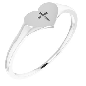 14K White Youth Heart & Cross Ring