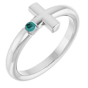 Platinum Natural Alexandrite Sideways Cross Ring