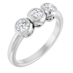 14K White 1/2 CTW Natural Diamond Three-Stone Ring
