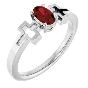 Platinum Natural Mozambique Garnet Youth Cross Ring