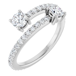 Platinum 7/8 CTW Natural Diamond Two-Stone Ring 