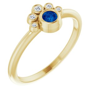 14K Yellow Lab-Grown Blue Sapphire & .04 CTW Natural Diamond Ring