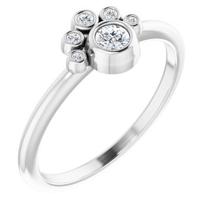 14K White Natural White Sapphire & .04 CTW Natural Diamond Ring