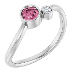 Platinum 4 mm Natural Pink Tourmaline & .03 CT Natural Diamond Ring