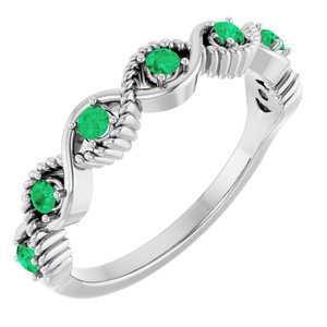 Sterling Silver Lab-Grown Emerald Stackable Ring   
