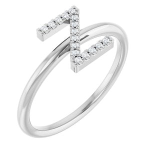 Sterling Silver .06 CTW Natural Diamond Initial Z Ring
