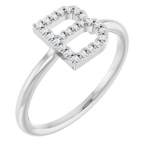 Sterling Silver .08 CTW Natural Diamond Initial B Ring