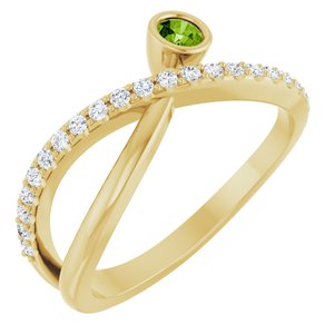 14K Yellow Natural Peridot & 1/5 CTW Natural Diamond Ring
