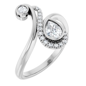 Sterling Silver 1/2 CTW Natural Diamond Bezel-Set Bypass Ring  