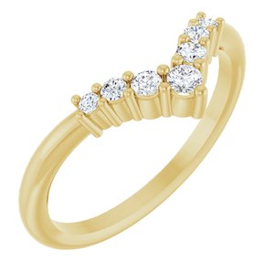 14K Yellow Natural White Sapphire Graduated V Ring