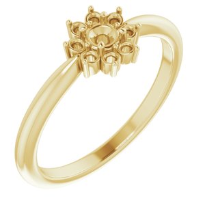 14K Yellow 2.5 mm Round Halo-Style Flower Ring