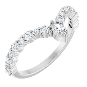 Platinum 1/2 CTW Natural Diamond V Ring