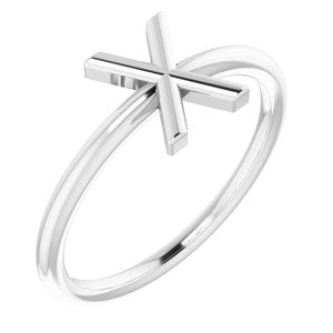 14K White Initial X Ring