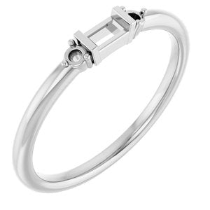 14K White 3.5x2 mm Straight Baguette Ring
