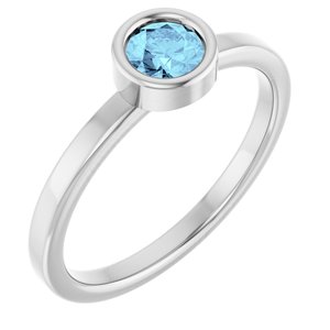 Platinum 4.5 mm Natural Aquamarine Ring