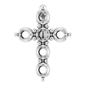 Sterling Silver 1.8 mm Round Accented Cross Pendant