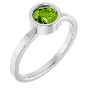 Platinum 5.5 mm Natural Peridot Ring