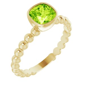 14K Yellow Natural Peridot Family Stackable Ring