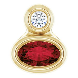 14K Yellow 5x3 mm Oval Natural Mozambique Garnet & .03 CT Natural Diamond Pendant
