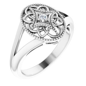 Sterling Silver .025 CT Natural Diamond Ring Size 8