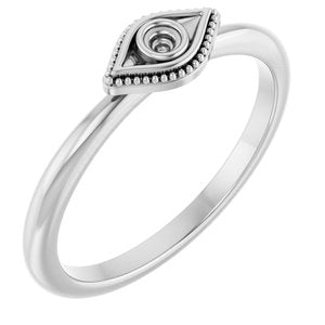 Sterling Silver 2 mm Round Stackable Evil Eye Ring