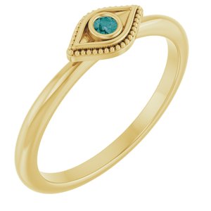 14K Yellow Natural Alexandrite Stackable Evil Eye Ring