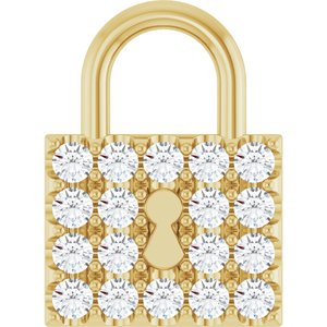 14K Yellow 1/2 CTW Natural Diamond Lock Pendant