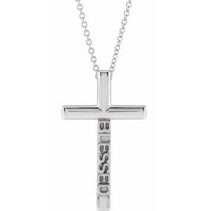 Sterling Silver Blessed Cross 16-18" Necklace