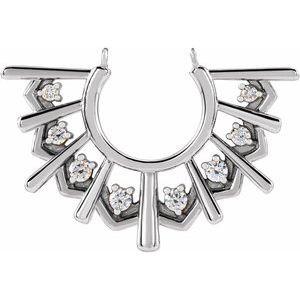 Sterling Silver 1/8 CTW Natural Diamond Fan Necklace Center