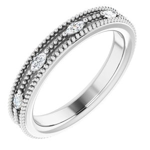 Platinum 1/3 CTW Natural Diamond Beaded Band Size 6